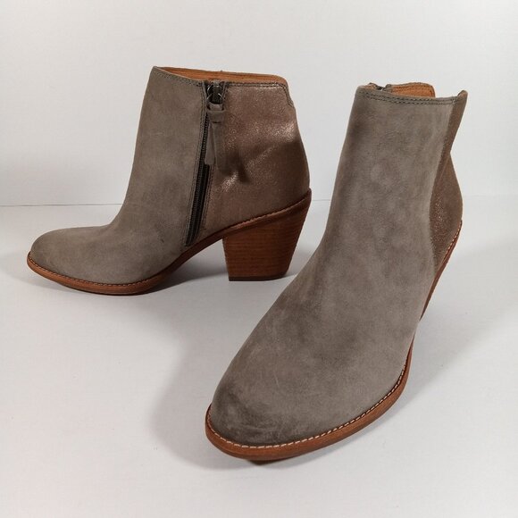 Sofft Tilton Booties Women Size 8 Leather Suede Gray Bronze Side Zip SF0021808 - Picture 1 of 13
